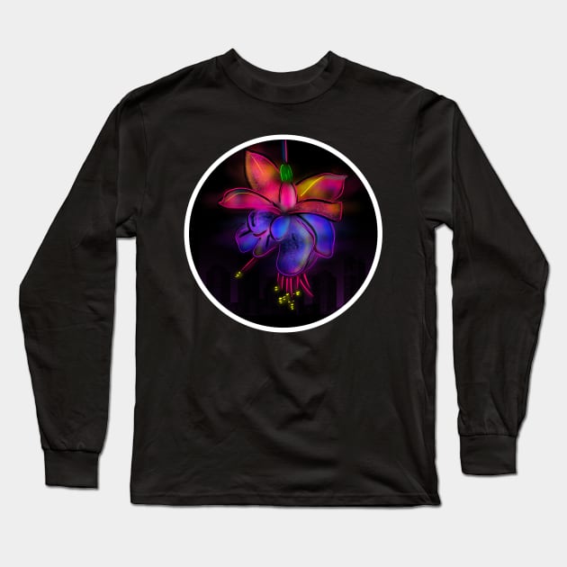 Fuchsia flower sticker Long Sleeve T-Shirt by Judinart